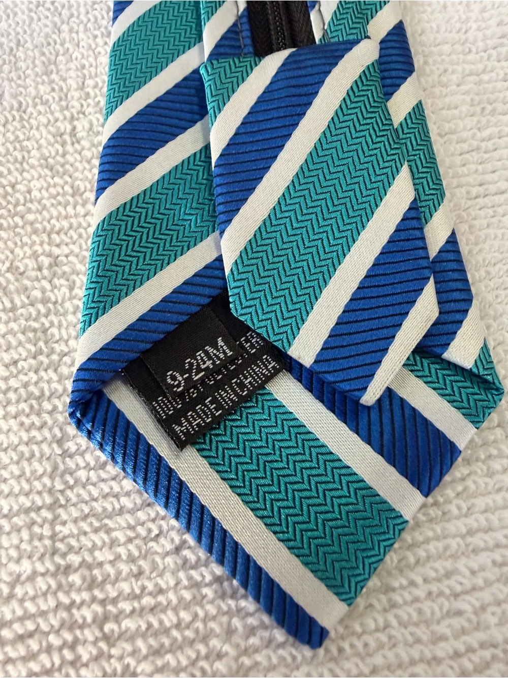Striped Aqua and Navy Toddler Boys' Pre-Tied Adjustable Tie